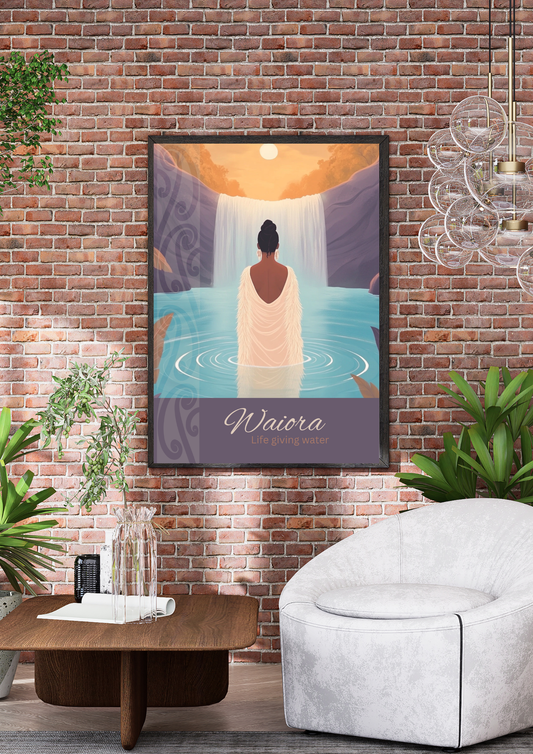 Waiora Māori Art Print – Aotearoa Life-Giving Water Poster